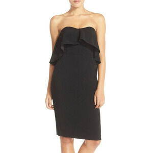 Chelsea28 Ruffle Stretch Crepe Strapless Dress Black Size 4